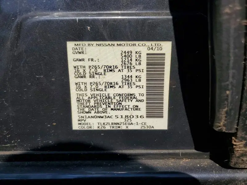 2010 NISSAN XTERRA X  