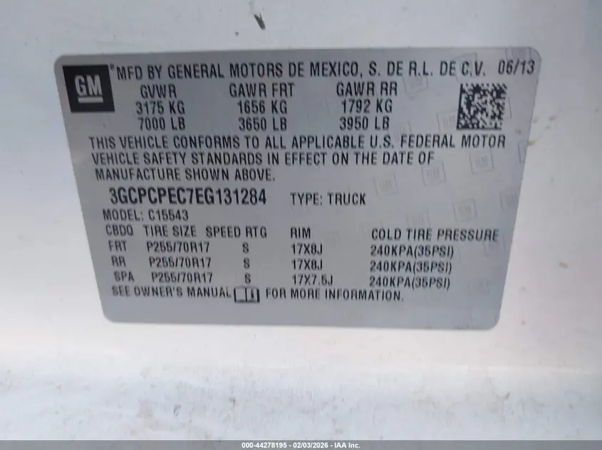 2014 CHEVROLET SILVERADO 1500 WORK TRUCK 2WT