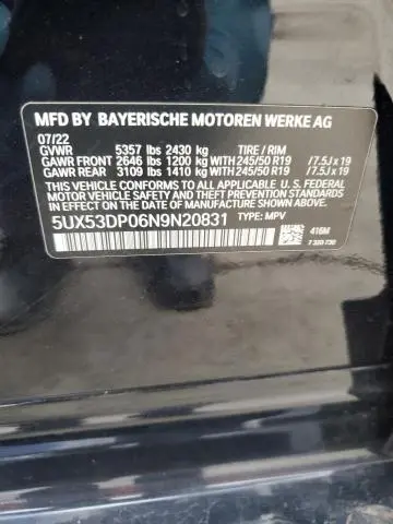 2022 BMW X3 XDRIVE30I  