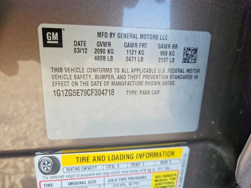 2012 CHEVROLET MALIBU LTZ  