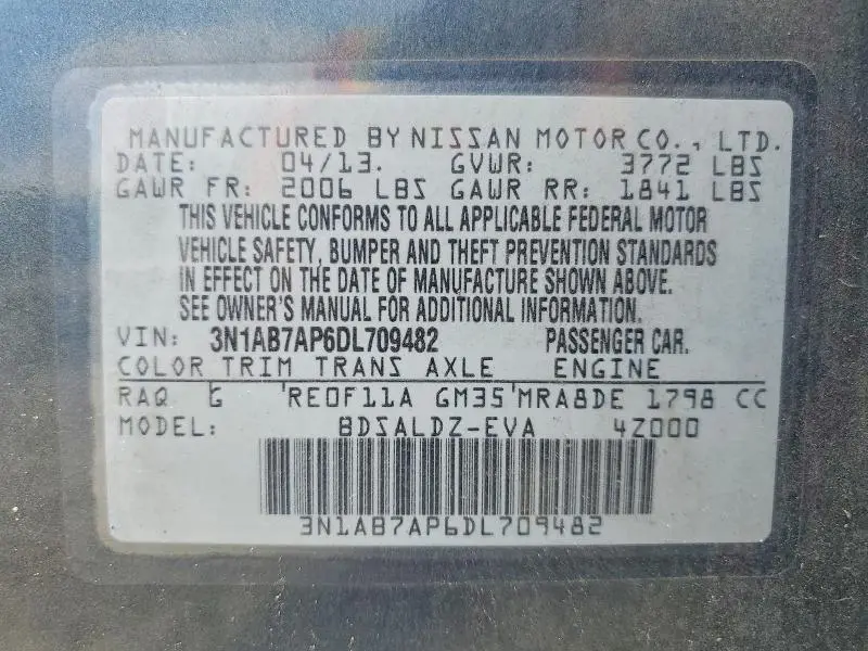 2013 NISSAN SENTRA S  