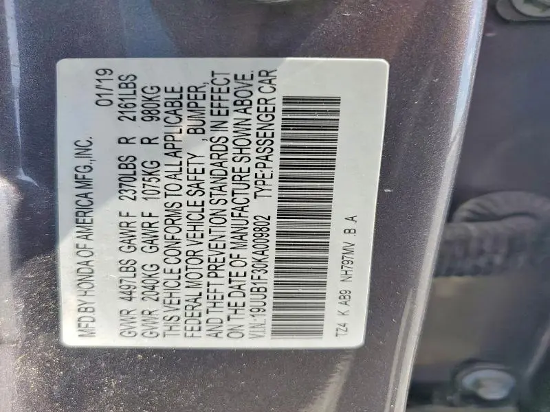 2019 ACURA TLX   