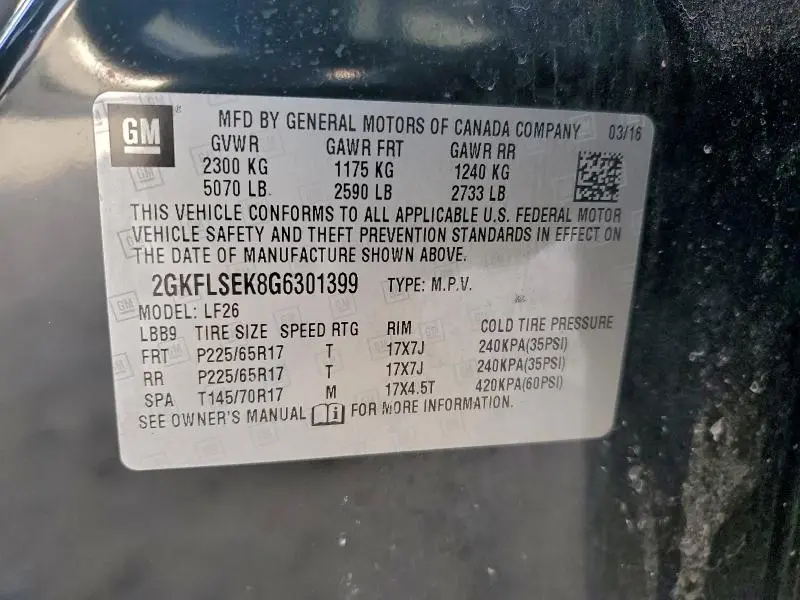 2016 GMC TERRAIN SLE  