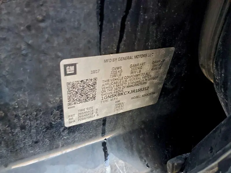 2018 CHEVROLET TAHOE K1500 LT  