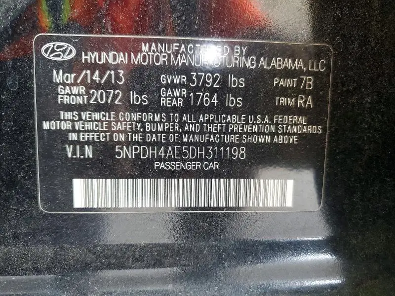 2013 HYUNDAI ELANTRA GLS  
