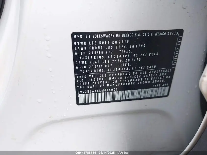 2020 VOLKSWAGEN TIGUAN 2.0T SE/2.0T SE R-LINE BLACK/2.0T SEL