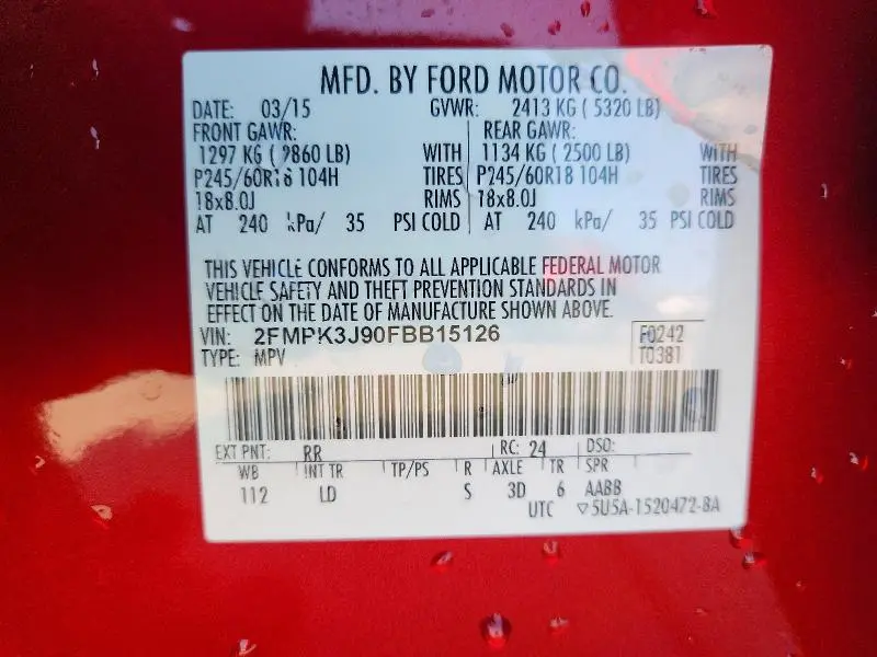2015 FORD EDGE SEL  