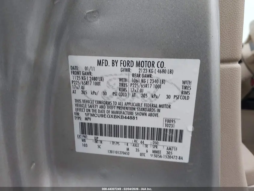 2011 FORD ESCAPE LIMITED