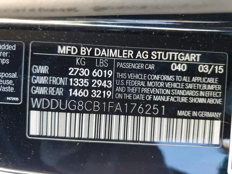 2015 MERCEDES-BENZ S 550  