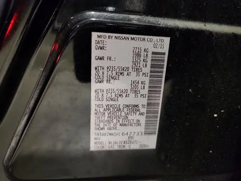 2015 NISSAN PATHFINDER S  