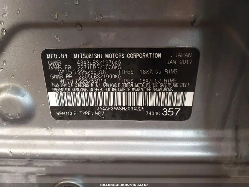 2017 MITSUBISHI OUTLANDER SPORT 2.4 SE