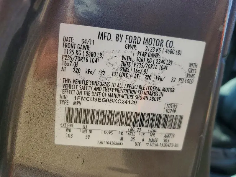 2011 FORD ESCAPE LIMITED  