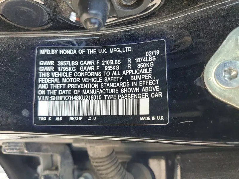 2019 HONDA CIVIC SPORT  