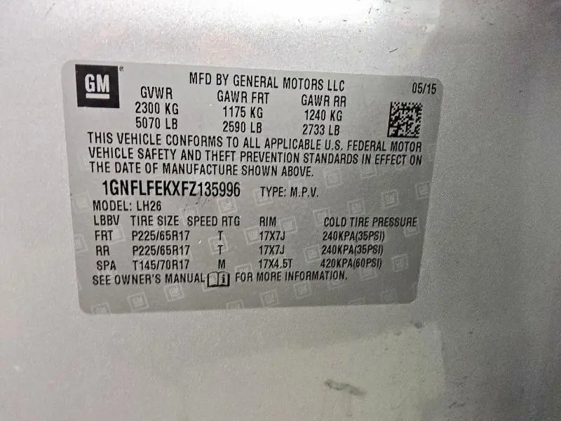 2015 CHEVROLET EQUINOX LT  