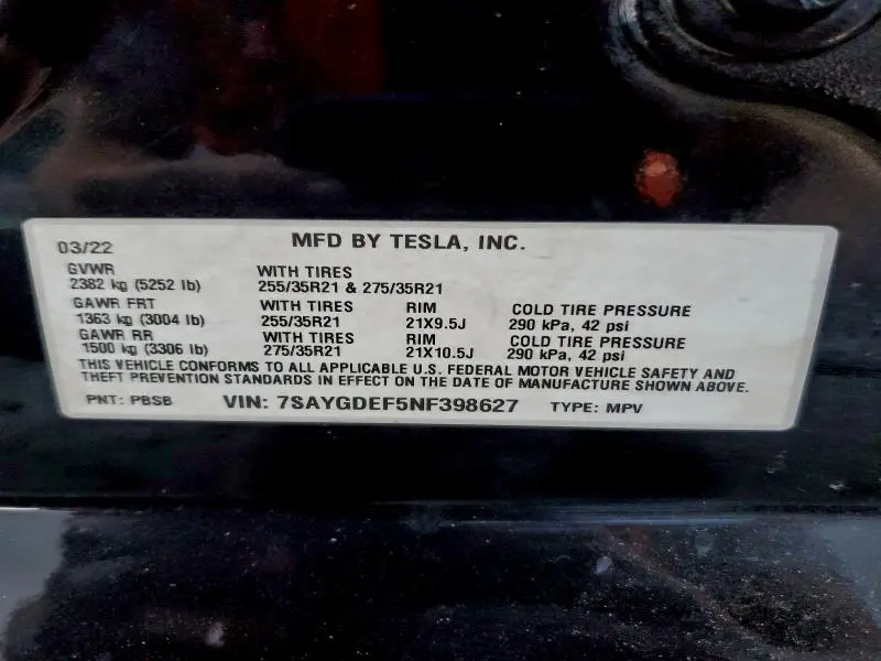 2022 TESLA MODEL Y   