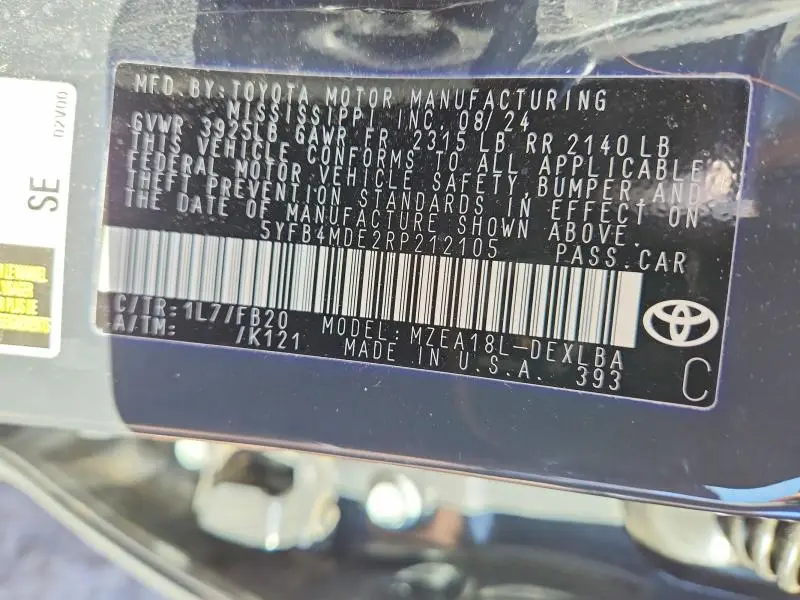 2024 TOYOTA COROLLA LE  