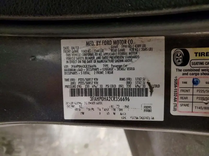 2012 FORD FUSION SE  