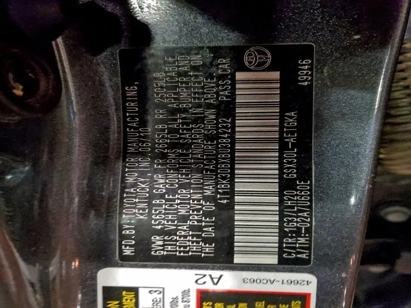 2011 TOYOTA AVALON BASE  