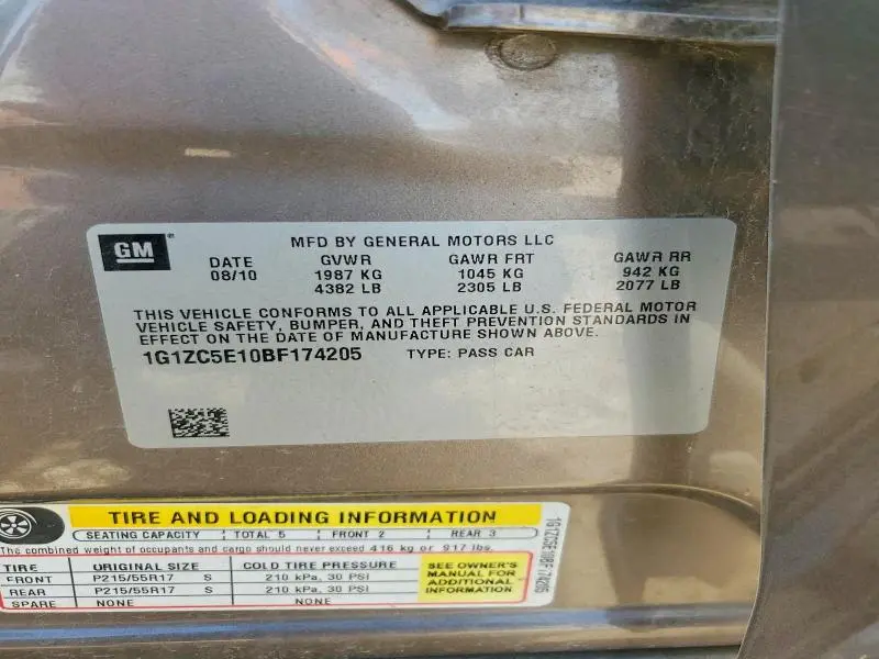 2011 CHEVROLET MALIBU 1LT  