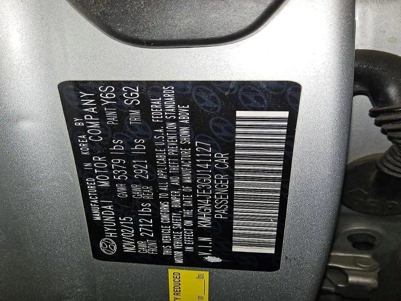 2016 HYUNDAI GENESIS 3.8L  