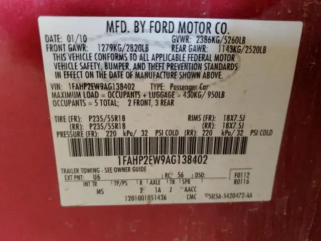 2010 FORD TAURUS SEL
