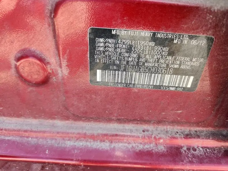 2012 SUBARU IMPREZA LIMITED  