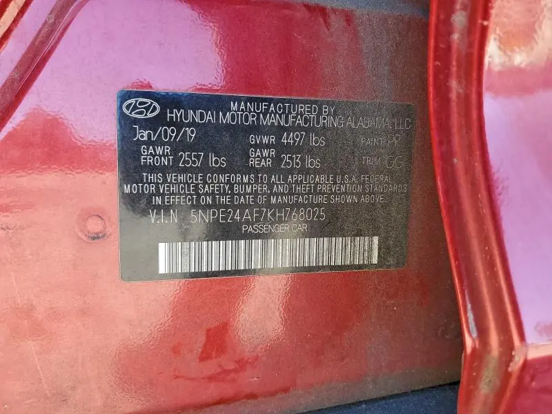 2019 HYUNDAI SONATA SE  