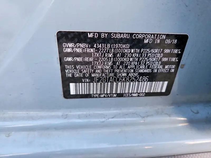 2019 SUBARU CROSSTREK PREMIUM  