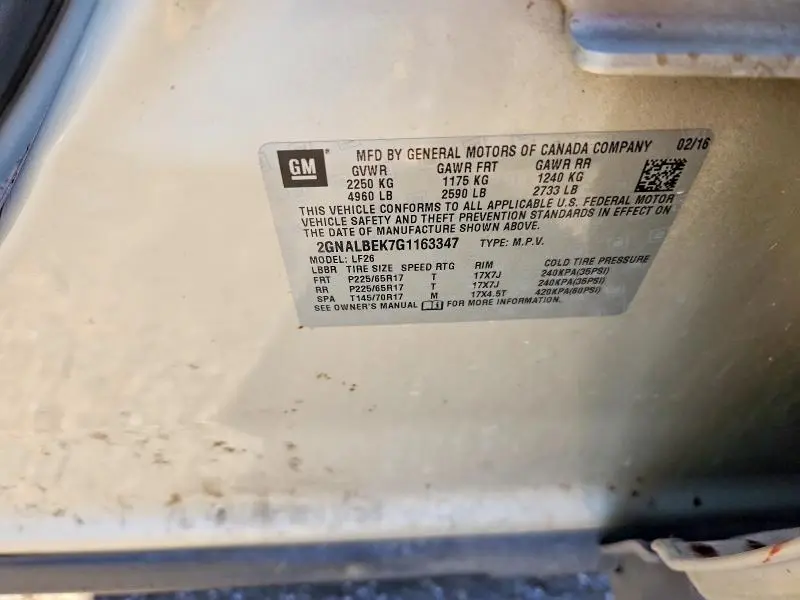 2016 CHEVROLET EQUINOX LS  