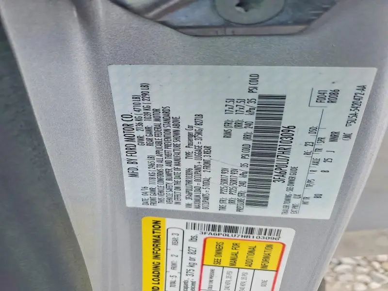 2017 FORD FUSION SE HYBRID  