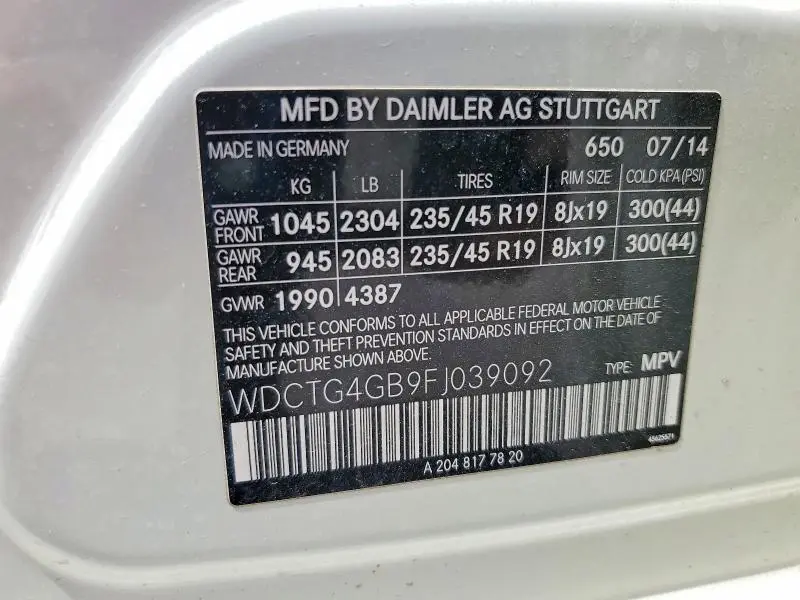 2015 MERCEDES-BENZ GLA 250 4MATIC  
