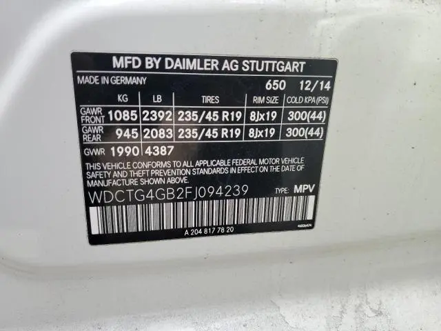 2015 MERCEDES-BENZ GLA 250 4MATIC  