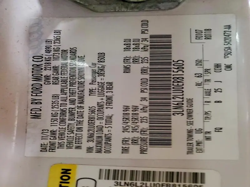 2014 LINCOLN MKZ HYBRID  