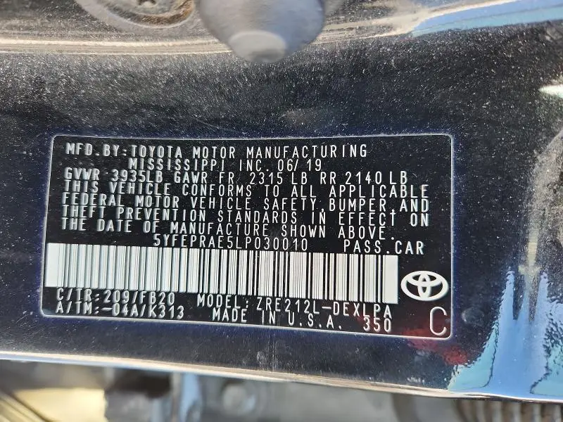 2020 TOYOTA COROLLA LE  