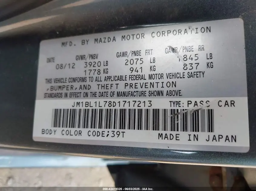 2013 MAZDA MAZDA3 I TOURING