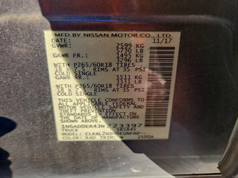 2018 NISSAN FRONTIER S  