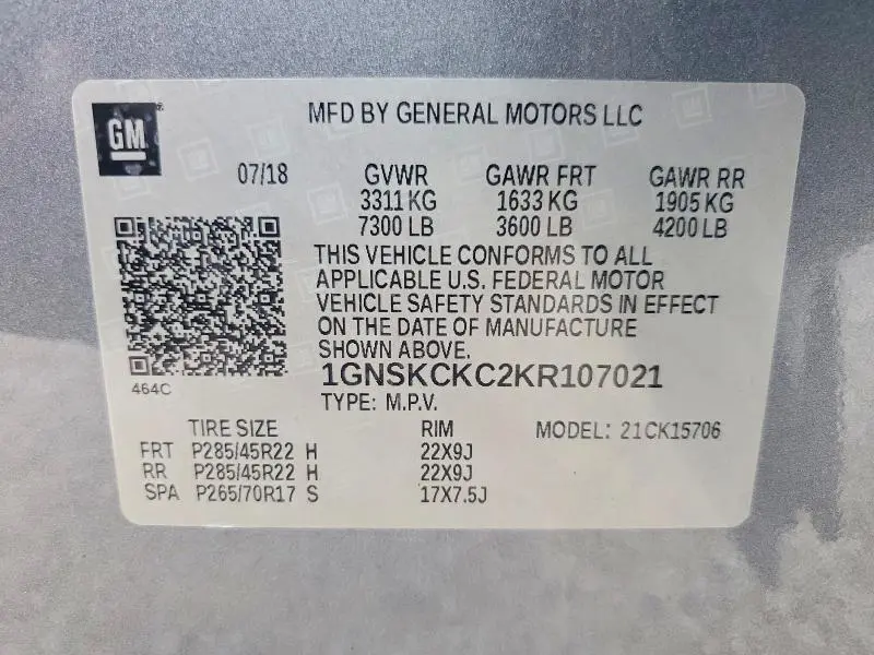 2019 CHEVROLET TAHOE K1500 PREMIER  