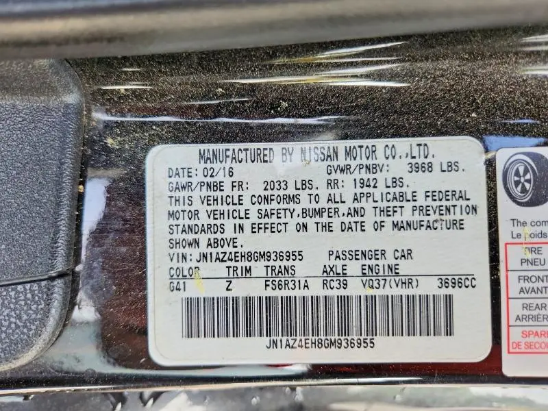 2016 NISSAN 370Z BASE  
