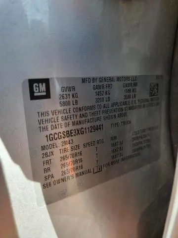 2016 CHEVROLET COLORADO   