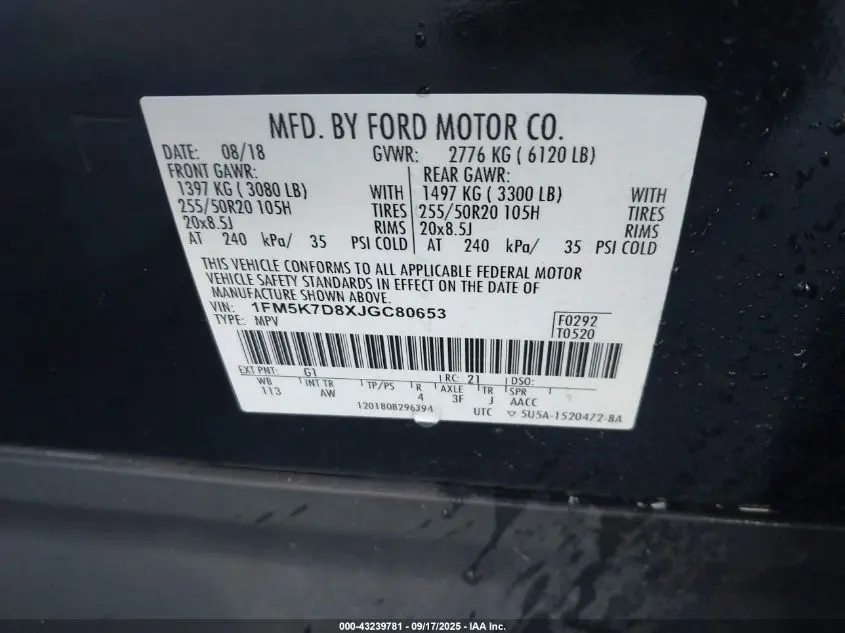 2018 FORD EXPLORER XLT