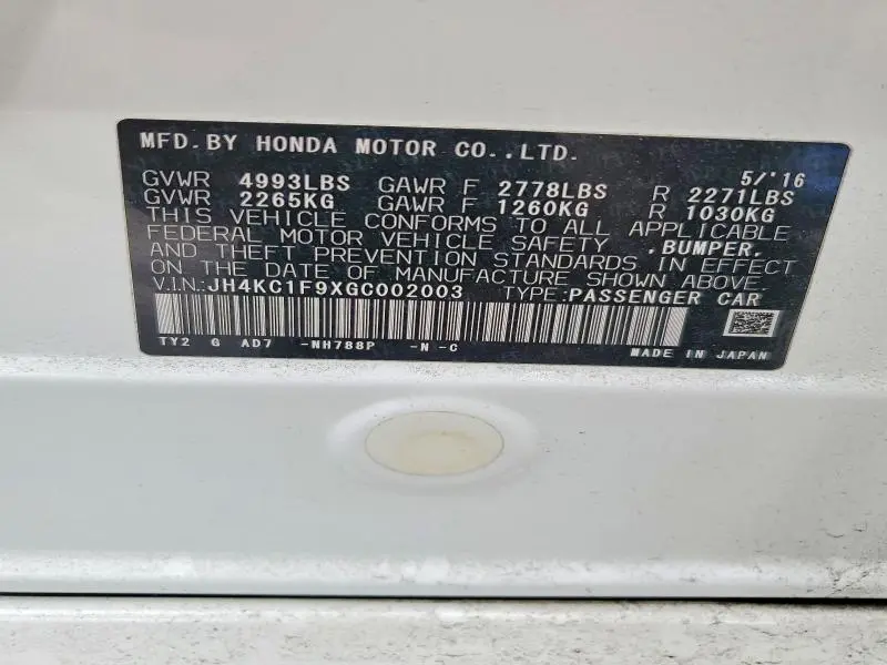 2016 ACURA RLX ADVANCE  