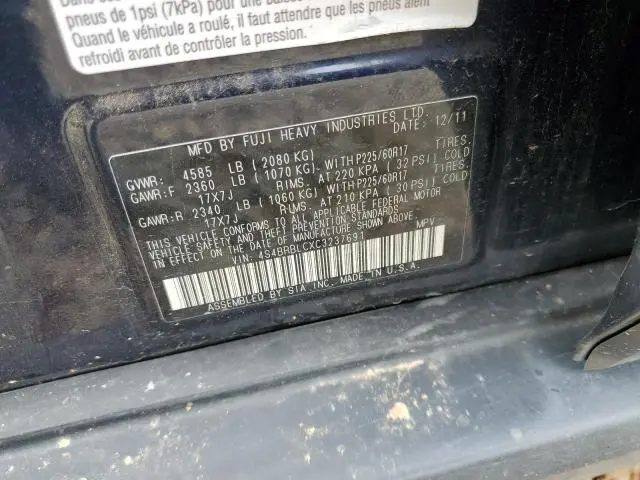 2012 SUBARU OUTBACK 2.5I LIMITED  