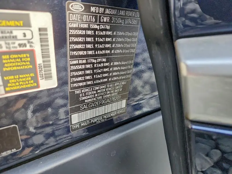 2016 LAND ROVER RANGE ROVER AUTOBIOGRAPHY  