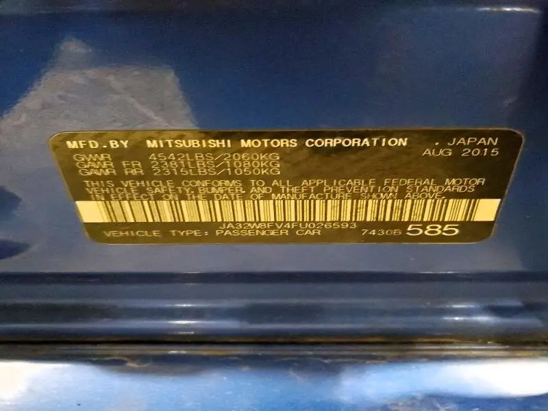 2015 MITSUBISHI LANCER EVOLUTION GSR  