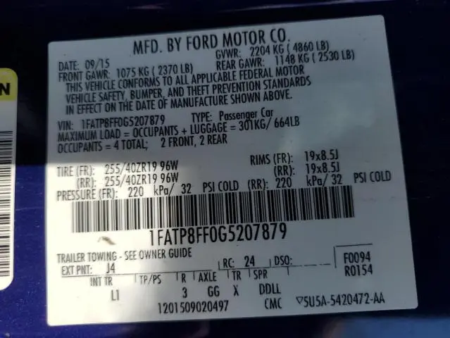 2016 FORD MUSTANG GT