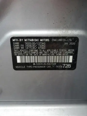 2020 MITSUBISHI MIRAGE ES  