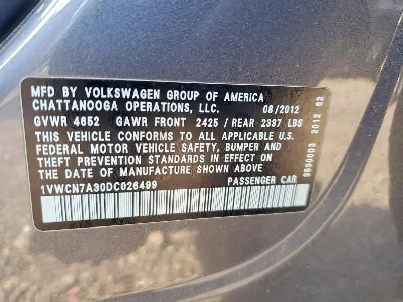 2013 VOLKSWAGEN PASSAT SEL  