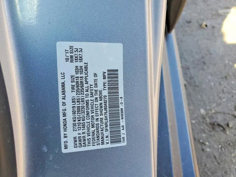 2018 HONDA ODYSSEY EXL  