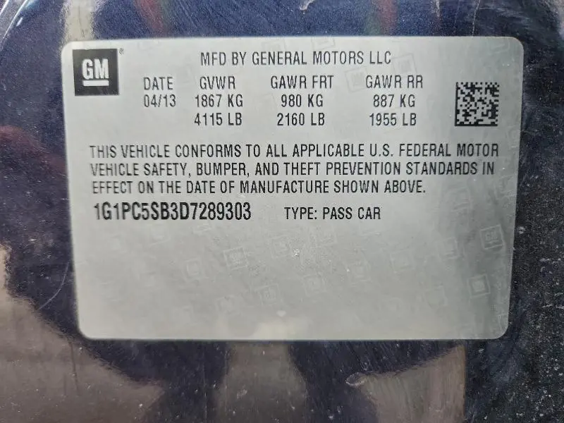 2013 CHEVROLET CRUZE LT  