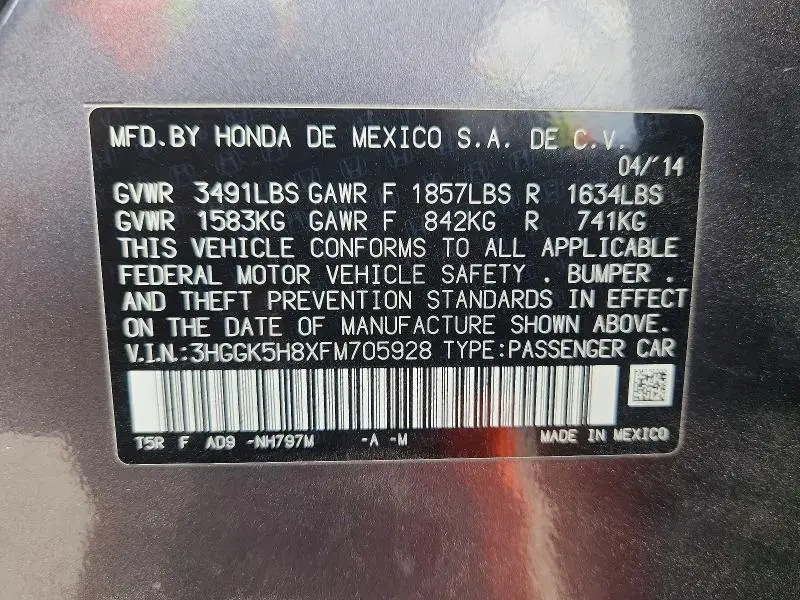 2015 HONDA FIT EX  
